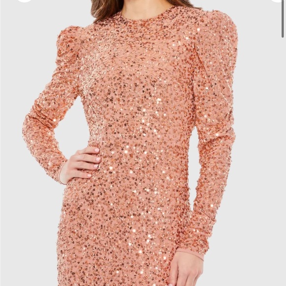 Mac Duggal Orange Sequined Trumpet Dress - Picture 2 of 3